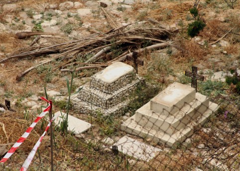 On July 10th the tombstones were removed and destroying the tombs commenced early the next morning (July 11th 2015 Courtesy: Birds' Nest Collective)